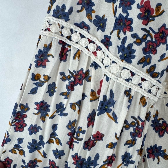 Promesa Floral Boho Peasant Blouse Crochet Trim Tie Front Size M NWT - Picture 12 of 16